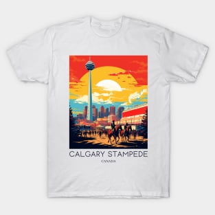 A Pop Art Travel Print of Calgary - Canada T-Shirt